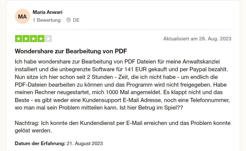 keine Garantie von Wondershare UniConverter