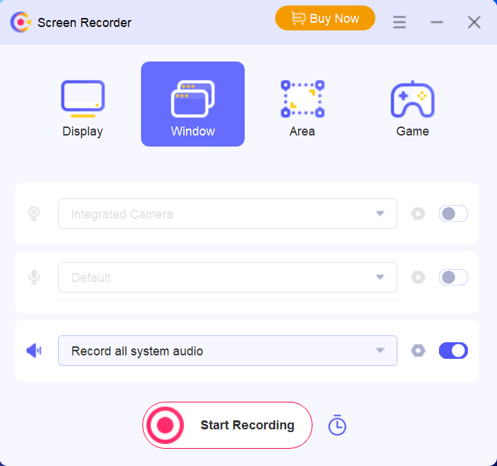 screen recorder interface