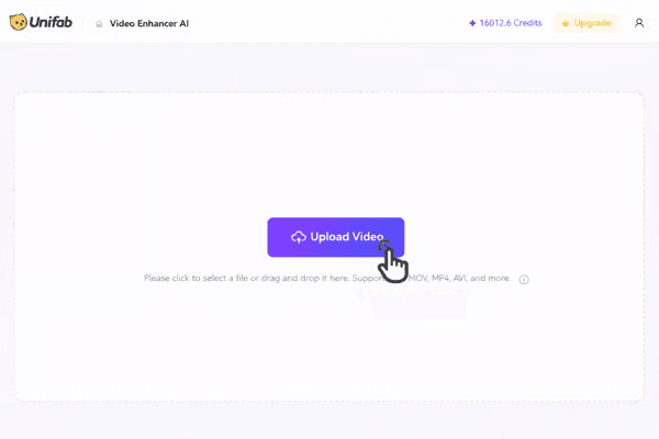 UniFab Video Enhancer AI Cloud - Step 1 Upload Video