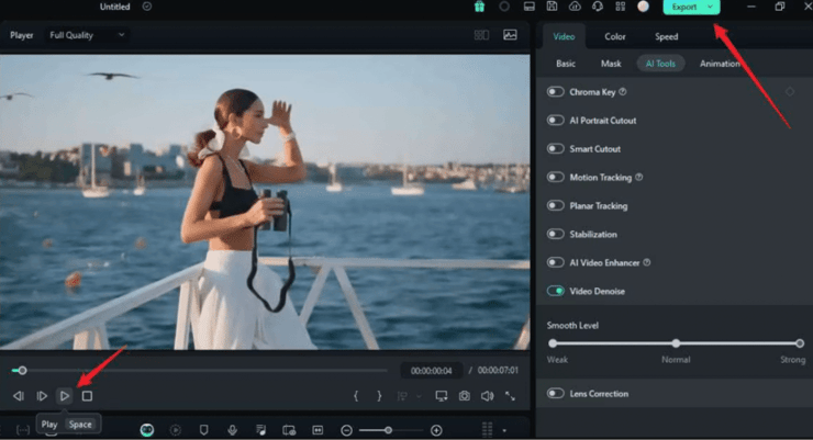 reduce video grain filmora - step4