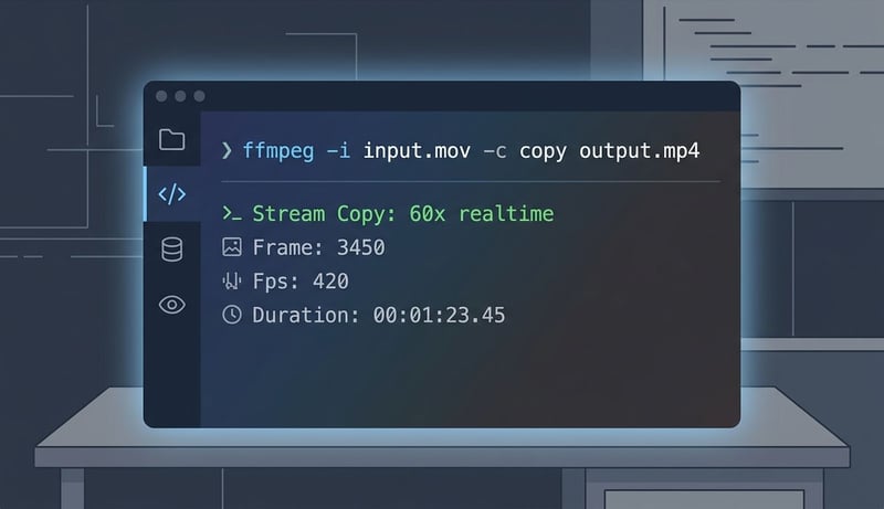 Konzept FFmpeg Stream-Copy Remuxing Terminal