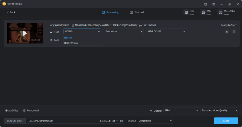 how to convert sdr to hdr - step2