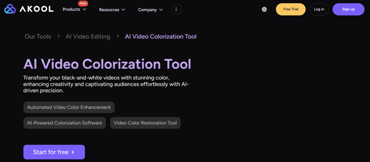 colorize video online free with akool