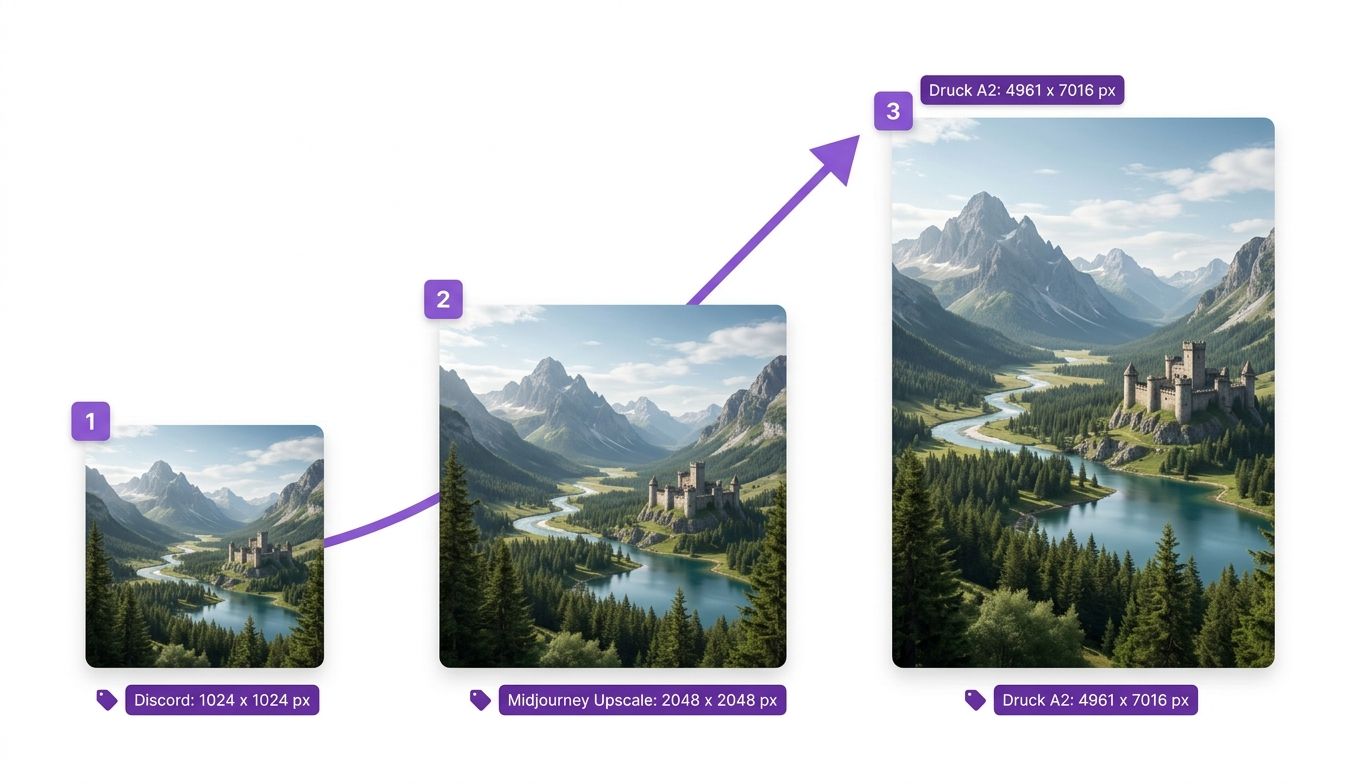 Midjourney-Bilder hochskalieren – bis zum A2-Poster