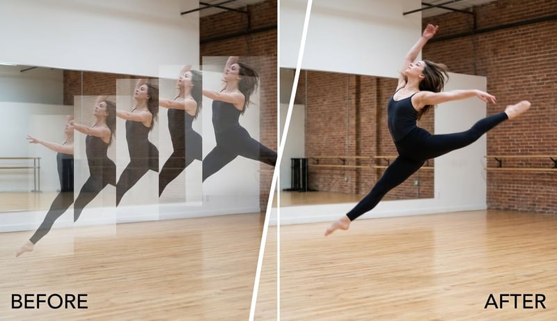 Before and after smoothing choppy AI motion to fluid high-fps video with UniFab Smoother AI