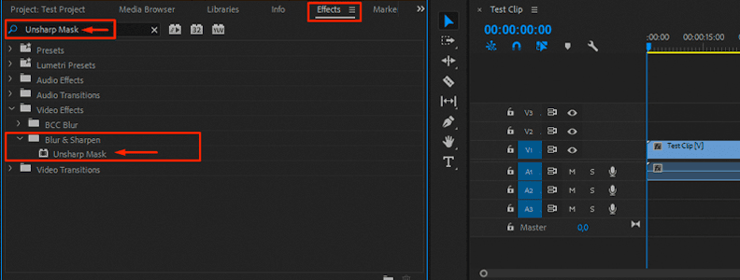 Unsharp mask effect ssing Premiere Pro
