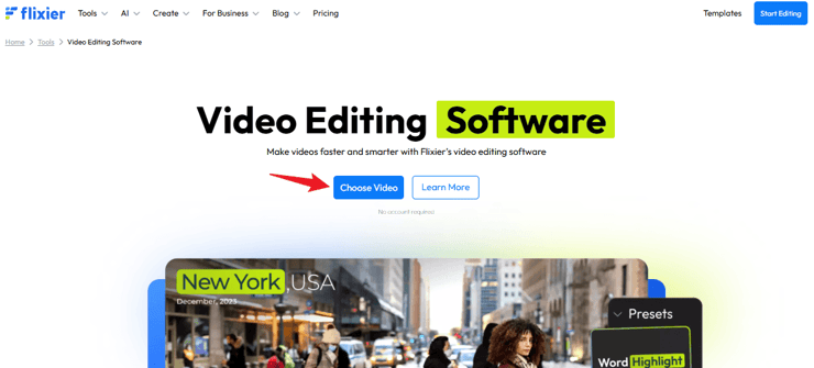 flixier editor website screenshot