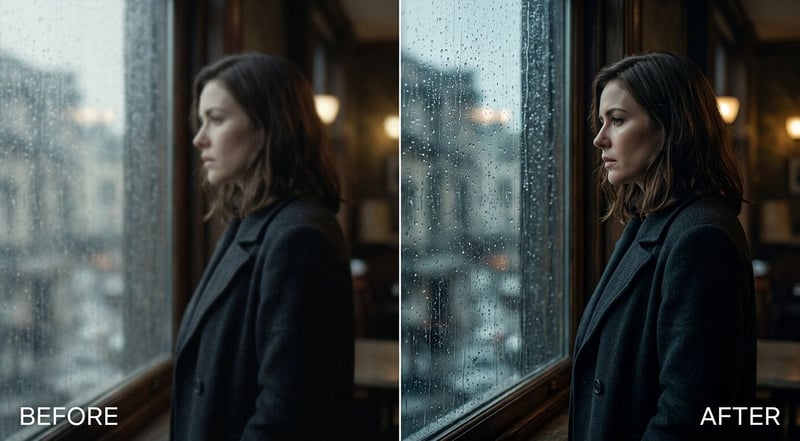 Before and after finishing a soft AI short-drama shot to consistent 4K with UniFab