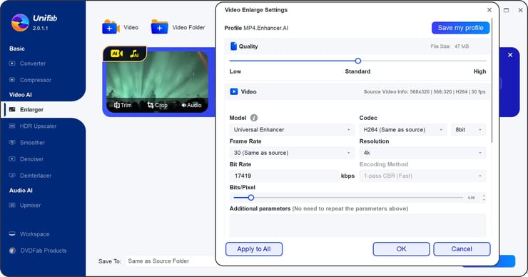 Unifab enlarger settings