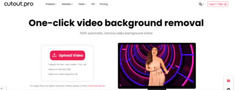 Remove video background in Cutout.Pro - upload