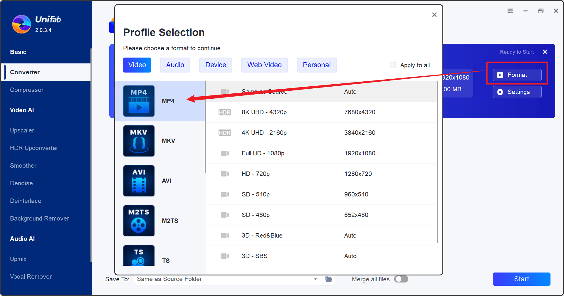 how to convert MKV to MP4-step2