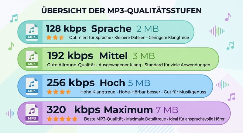 Konzept 4 MP3-Qualitätsprofile Bitrate