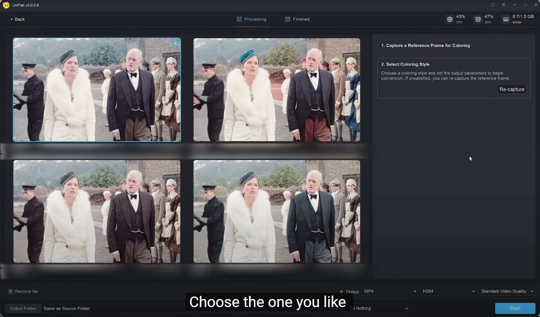 unifab colorize old movie effect