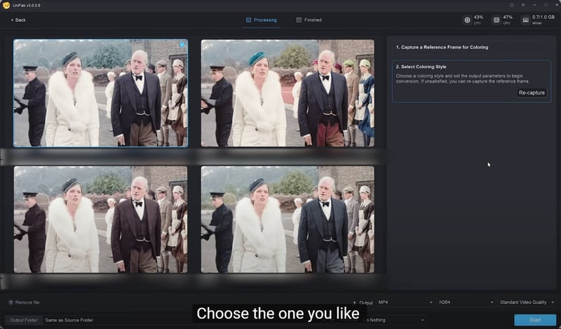 unifab colorize old movie effect