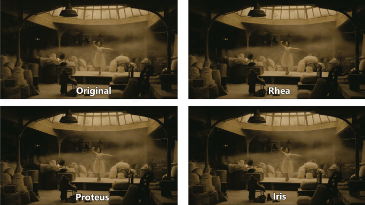 rhea vs. proteus vs. iris