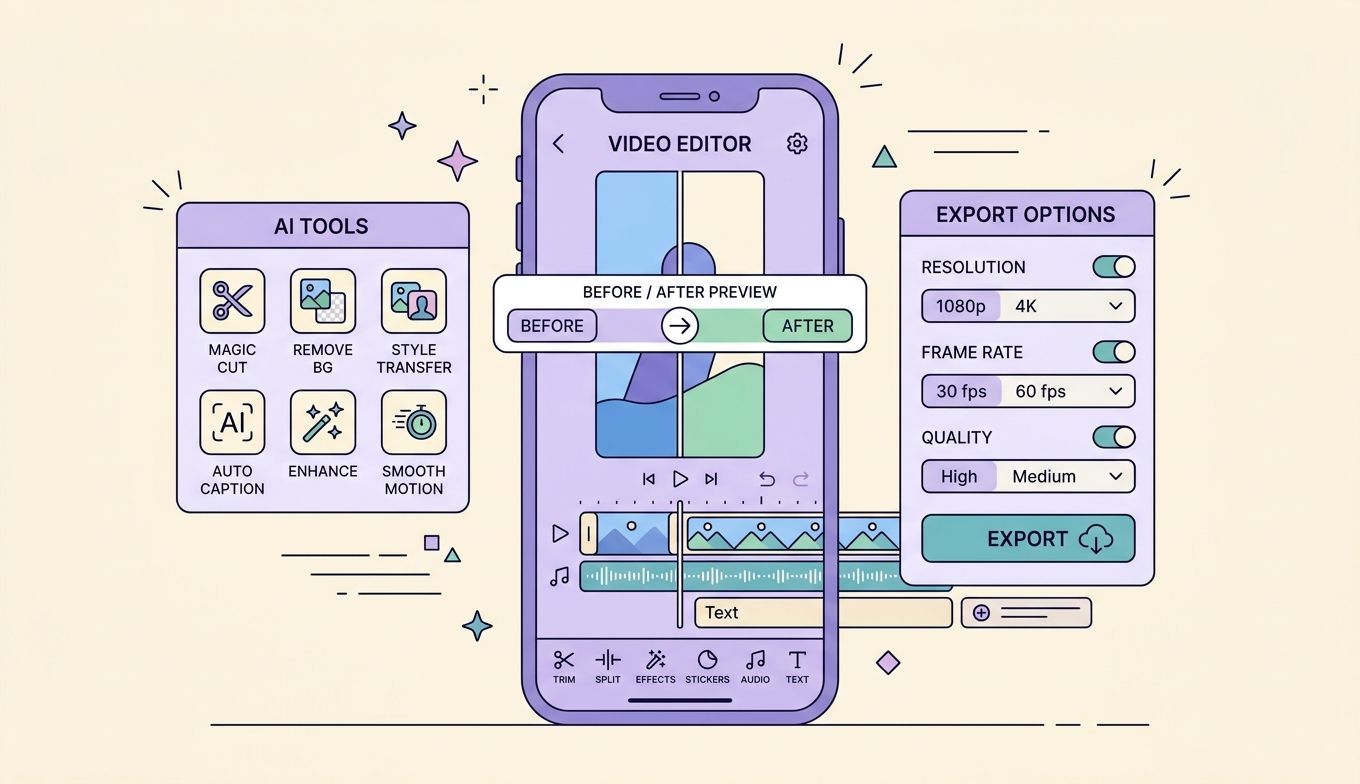 Wink Video Enhancer App Workflow Vorher-Nachher und 4K Export