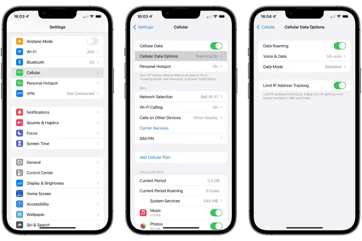 Network connection settings