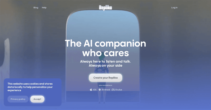 Replika website screenshot