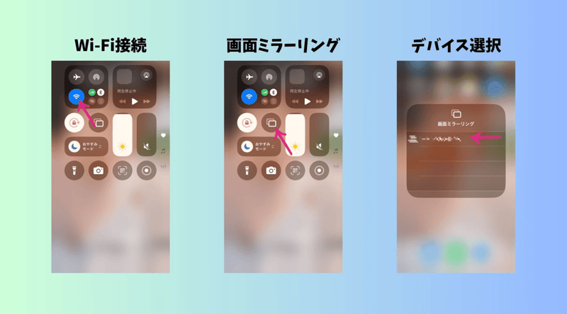 iPhoneでの無線ミラーリング