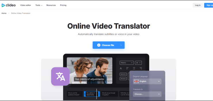 Clideo Online Video Translator