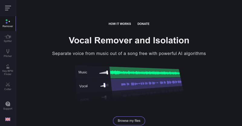 Vocalremover.org interface