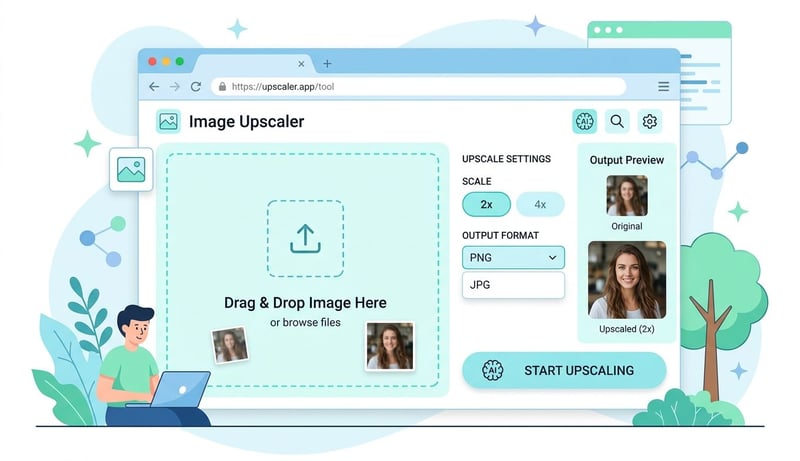 Konzept Browser-Bild-Upscaler