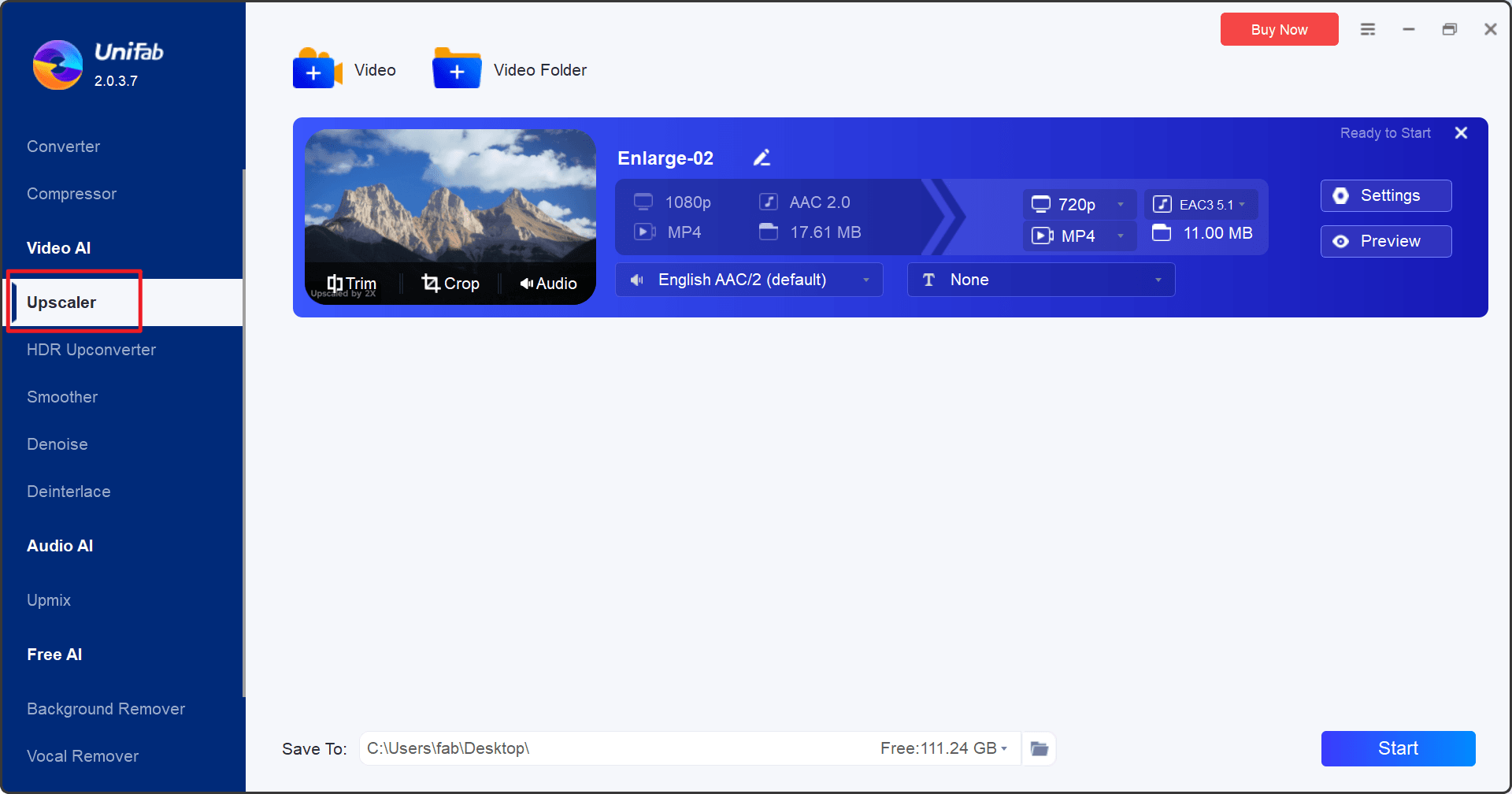 unifab upscaler interface