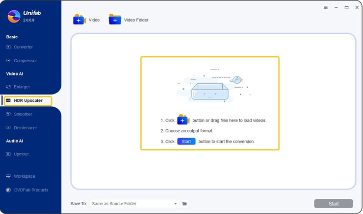 unifab hdr upscaler interface