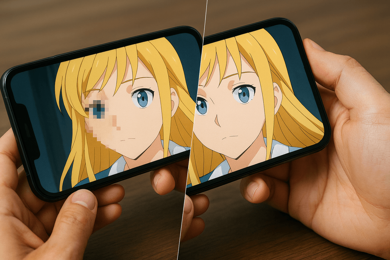 iPhoneで補正後の動画を再生して確認する画面