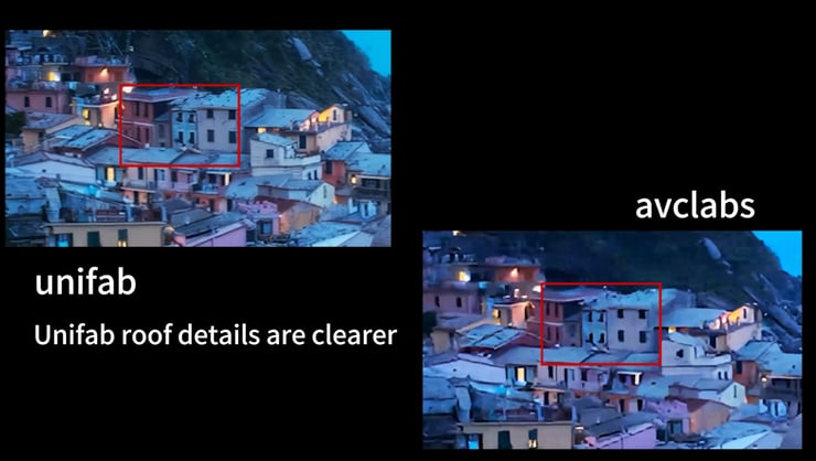 UniFab vs Avclabs upscaling comparison on landscape video