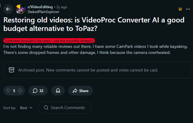 videoproc converter AI reviews from reddit users.png