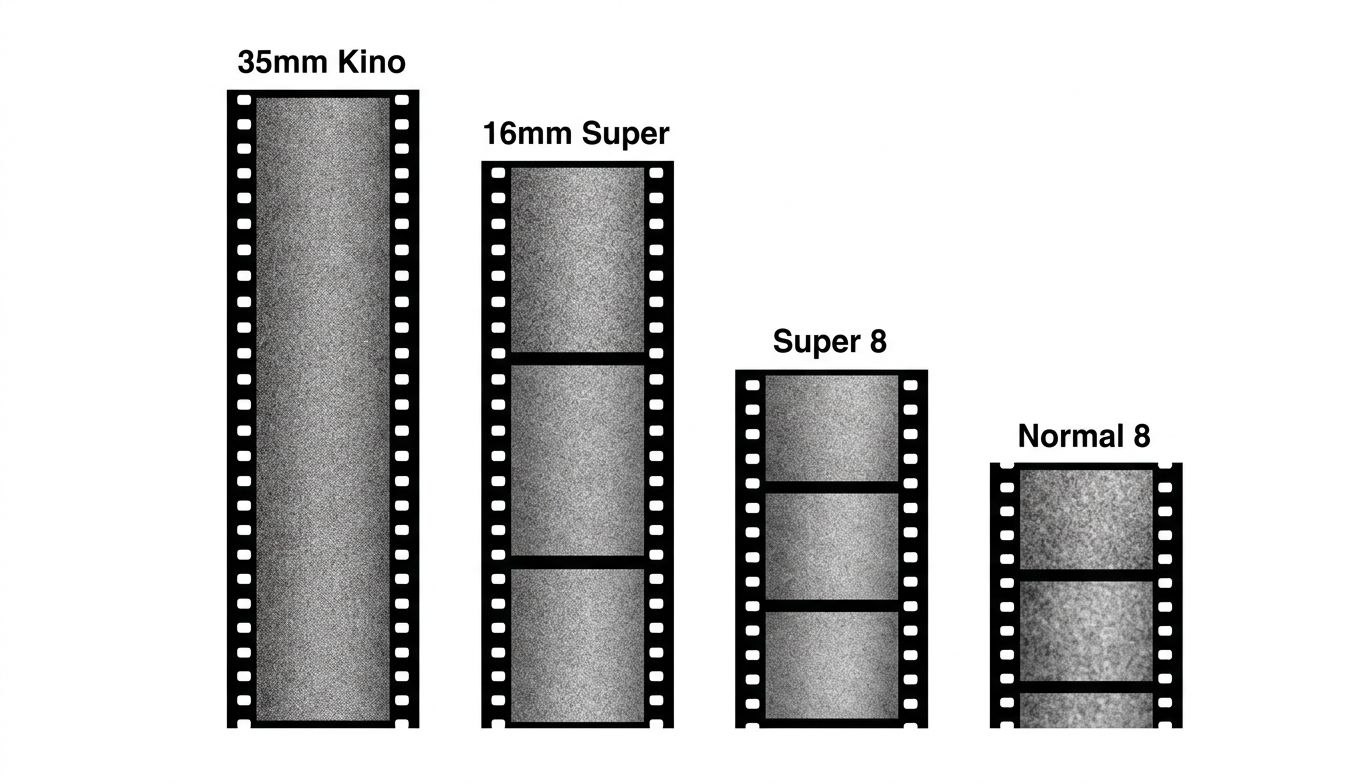 Konzept: Native Auflösung 35mm vs 16mm vs Super 8 vs Normal 8 — eigene Recherche (Konzept-Infografik)
