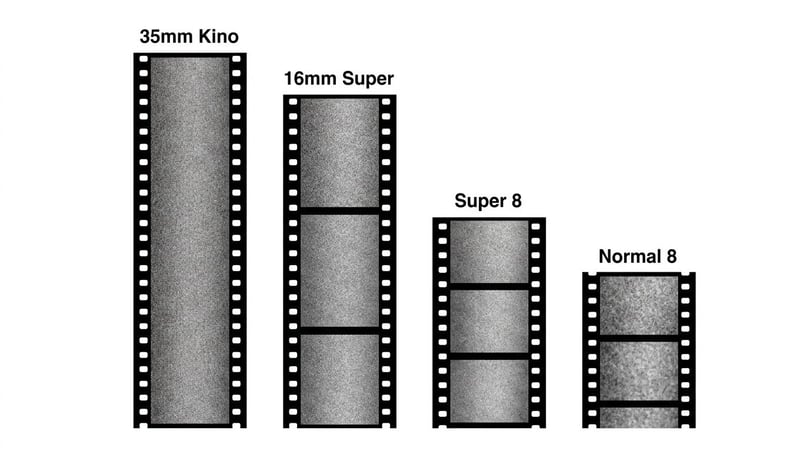 Konzept: Native Auflösung 35mm vs 16mm vs Super 8 vs Normal 8 — eigene Recherche (Konzept-Infografik)