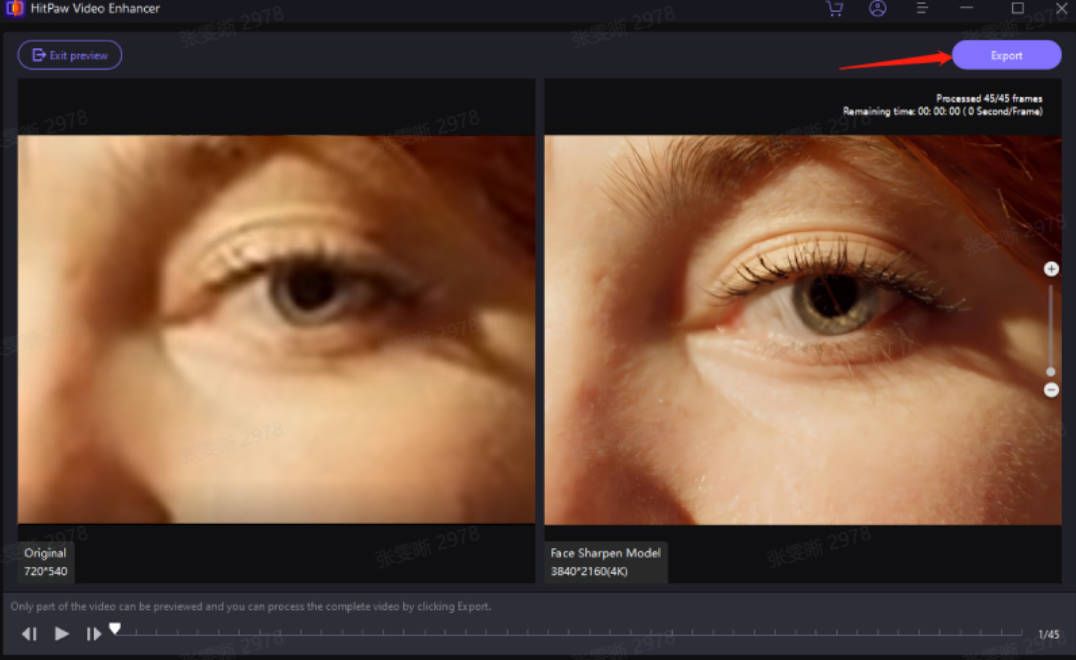 HitPaw VikPea Bedienung Schritt drei mit Vorschau und Exportbereich