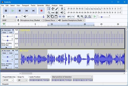 Audacity interface
