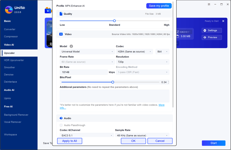 Upscaler settings