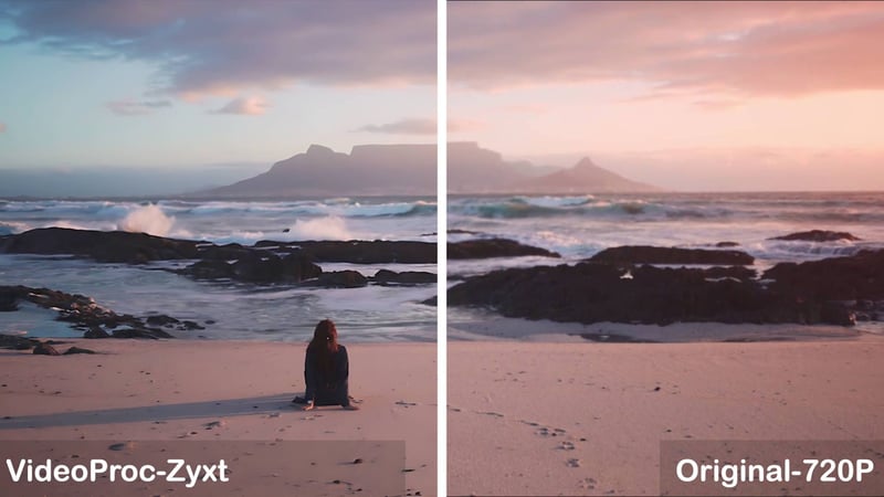 Comparison of Before and After Processing with VideoProc - Zyxt Model