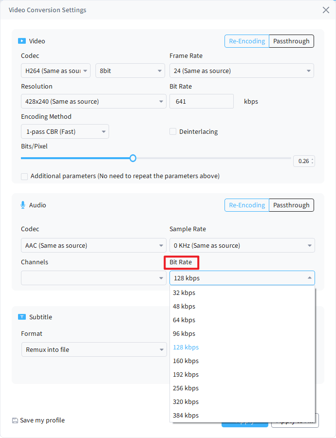how to change video bitrate-step3