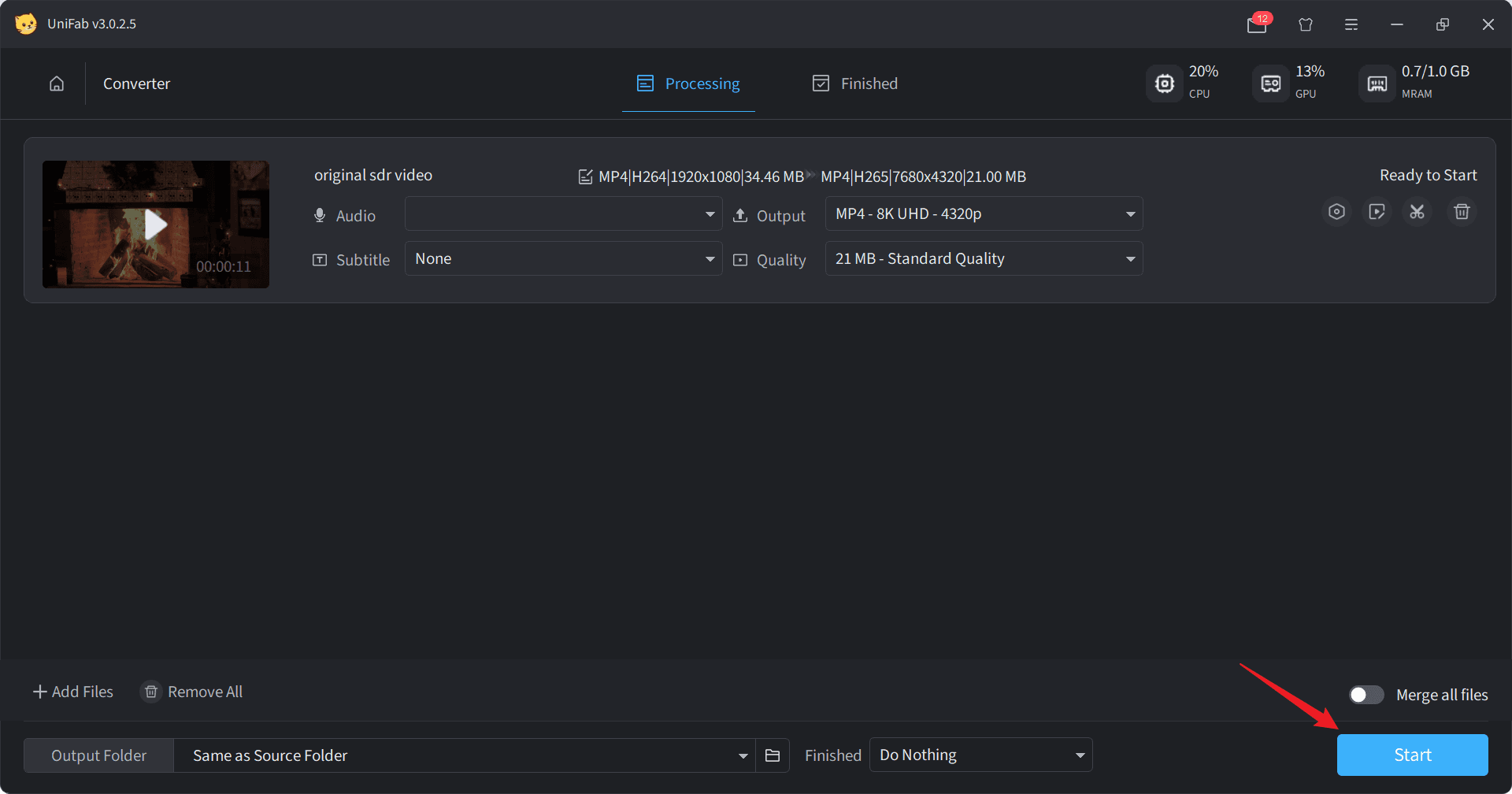 how to convert video with UniFab - step6