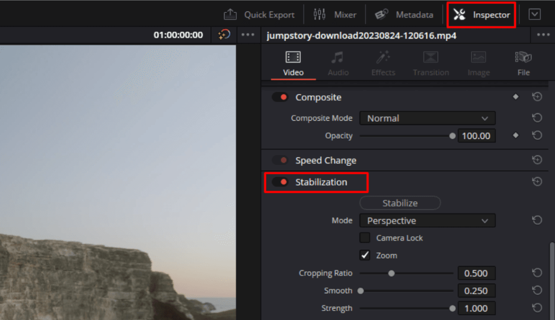 davinci resolve stabilize video - step2