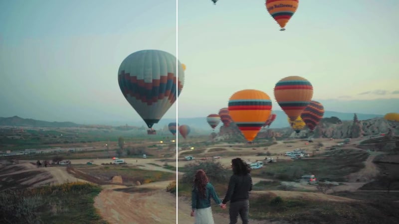 Hot air balloons deinterlace comparison effect
