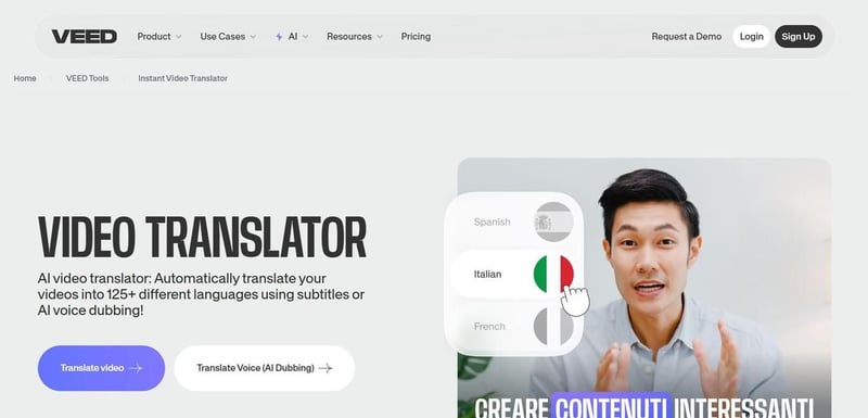 Veed free video translator