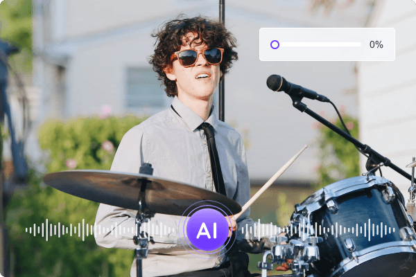 a boy is playing the drums