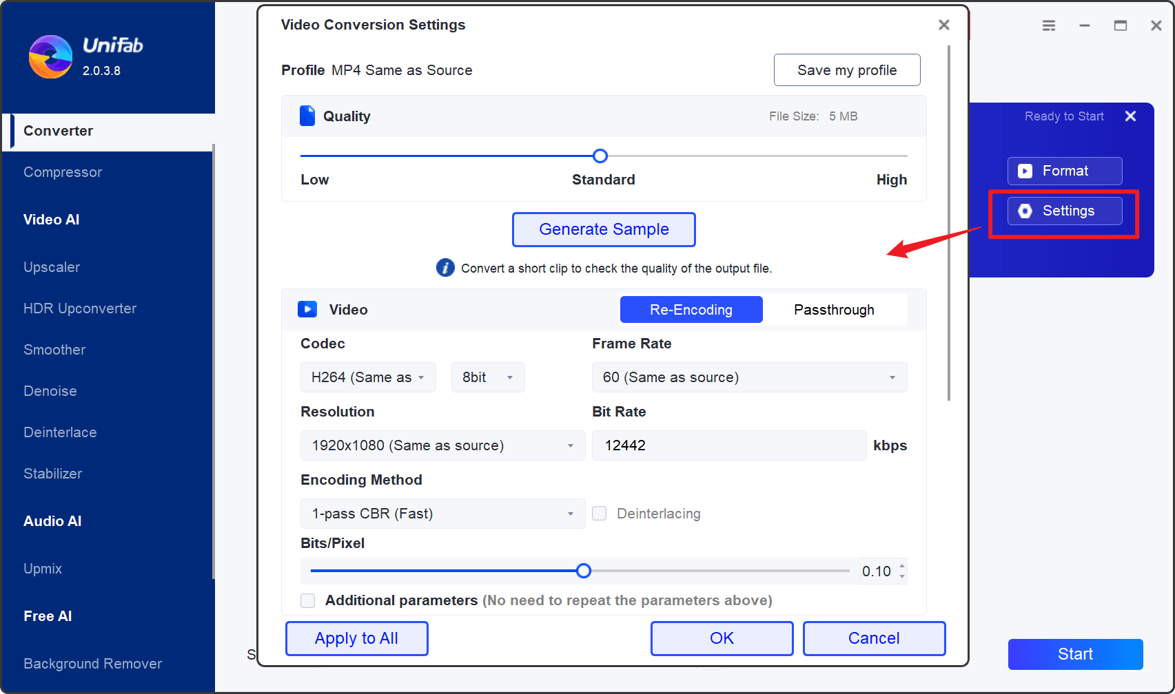 how to convert m4v to mp4-step3