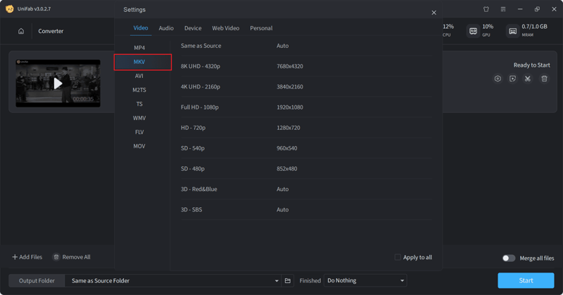 how to convert avi to mkv - step2