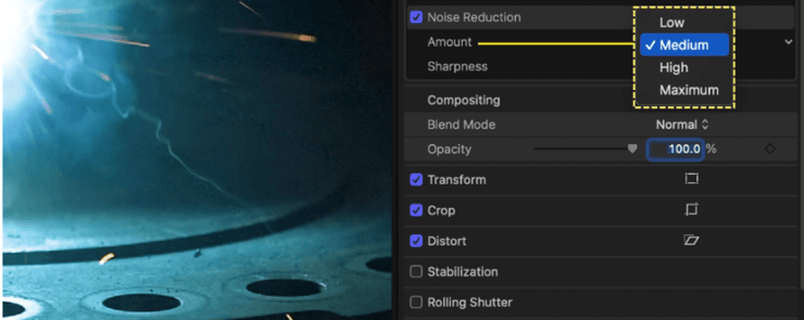 degrain video in final cut pro - step3