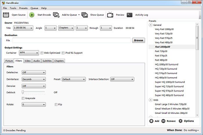  Handbrake deinterlace settings