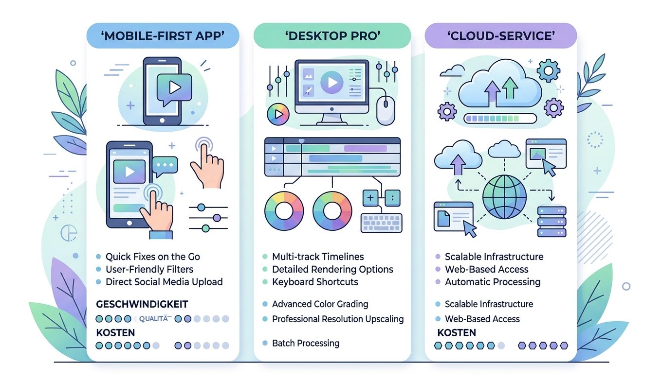 Video Upscaler App Desktop und Cloud Upload Entscheidungswege