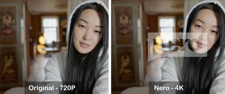 Nero AI Video Upscaler-Realistic Model processing effect