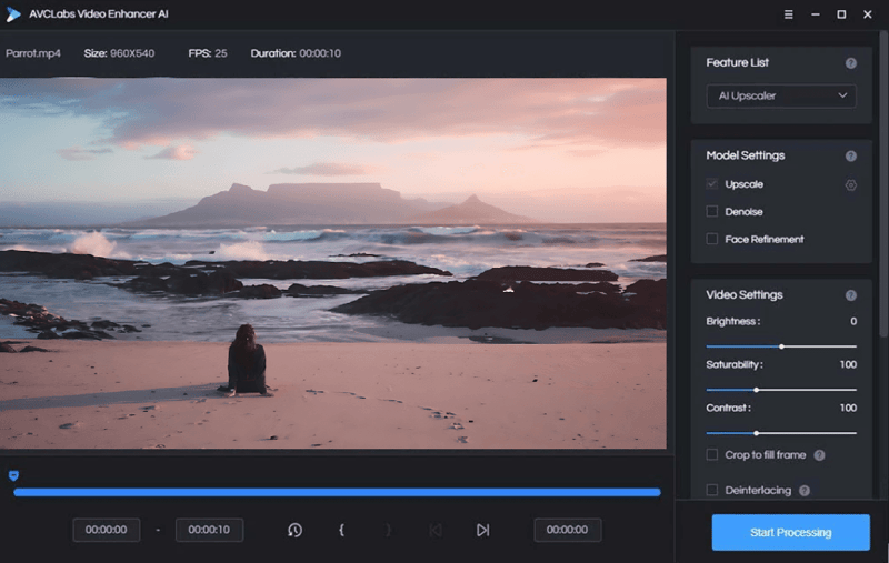 avclabs videoenhancer ai workspace interface